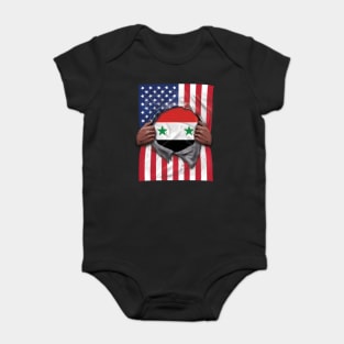 Syria Flag American Flag Ripped - Gift for Syrian From Syria Baby Bodysuit